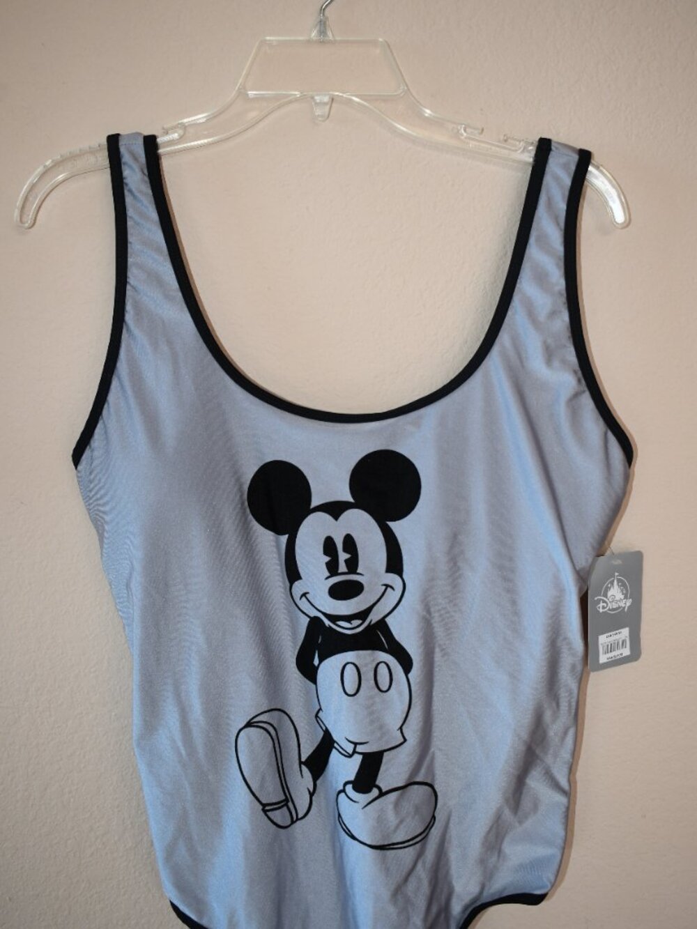 Disney Bathing Suit Women's XL One Piece Gray Metallic Mickey Mouse Monochrome - Picture 3 of 5